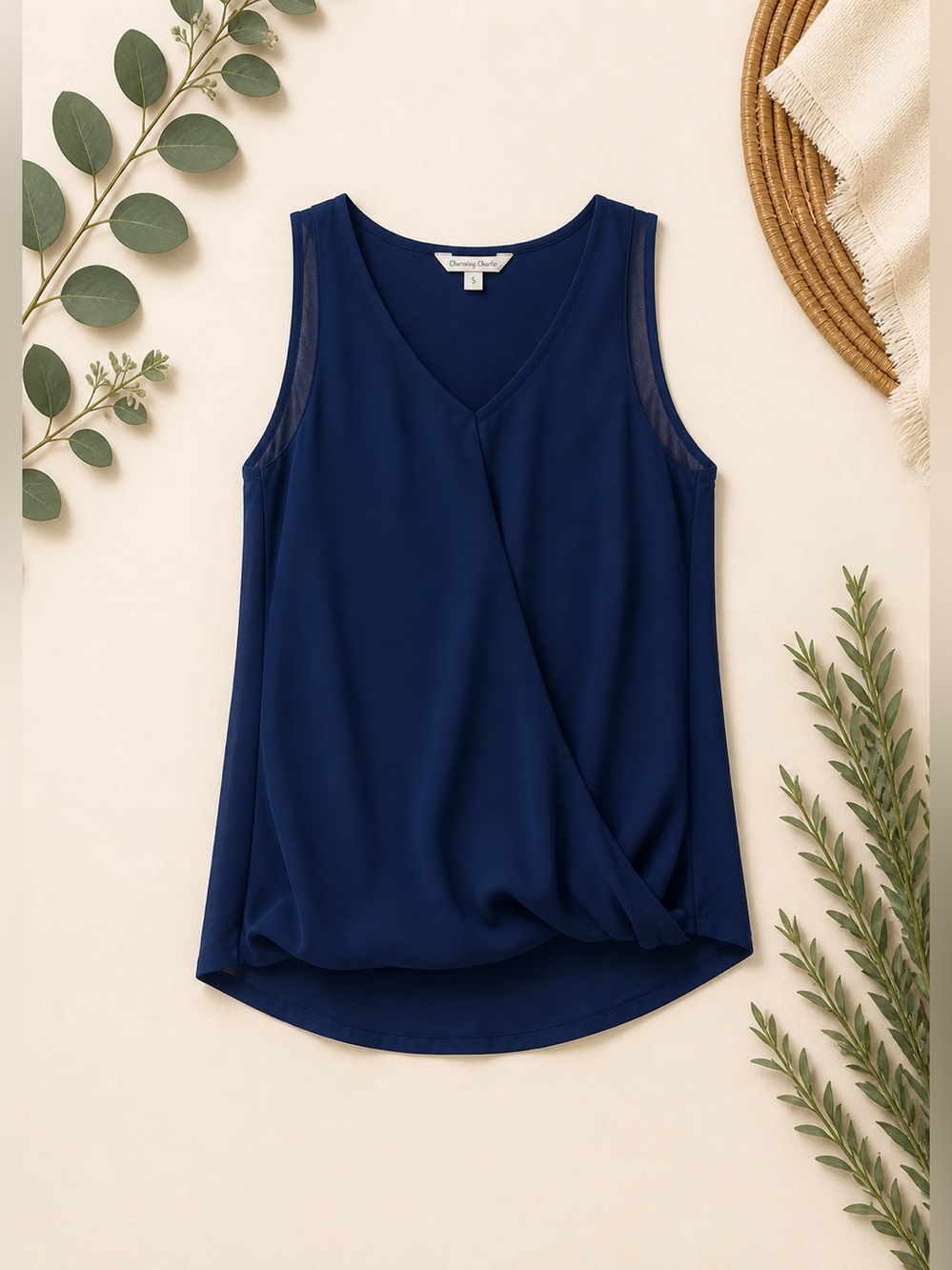 Charming Charlie Navy Layering Tank Blouse Minimal Chic Small